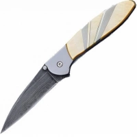 Полуавтоматический складной нож Santa Fe Kershaw Leek, дамасская сталь, рукоять сталь с накладкой из перламутра купить в Казани