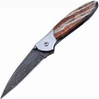 Полуавтоматический складной нож Santa Fe Kershaw Leek, дамасская сталь, рукоять сталь с накладкой из зуба мамонта купить в Казани