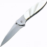 Полуавтоматический складной нож Santa Fe Kershaw Leek, сталь 14C28N, рукоять сталь с накладкой из перламутра купить в Казани