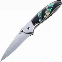 Полуавтоматический складной нож Santa Fe Kershaw Leek, сталь D2/14C28N, рукоять сталь с накладкой из зуба мамонта купить в Казани