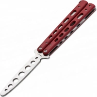 Тренировочный нож-бабочка (балисонг) Balisong Trainer, Boker Plus 01BO712, клинок из нержавеющей стали Zero-ground Plain (без заточки), рукоять стеклотекстолит G10, красный купить в Казани