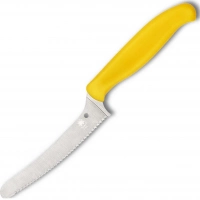 Универсальный кухонный нож Spyderco Z-Cut Serrated Offset Kitchen, сталь CTS™ — BD1 Alloy, рукоять желтый полипропилен купить в Казани