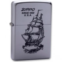 Зажигалка ZIPPO Boat-Zippo Satin Chrome, латунь с ник.-хром. покрыт., сереб., матовая, 36х56х12мм купить в Казани