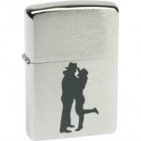 Зажигалка ZIPPO Cowboy Couple Brushed Chrome, латунь, ник.-хром. покр., серебр., матов., 36х56х12 мм купить в Казани