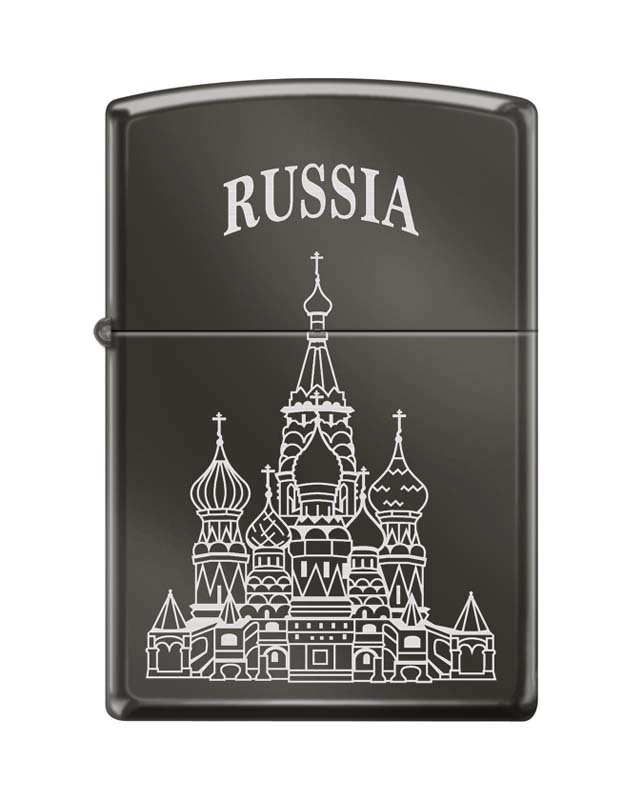 Зажигалка ZIPPO Собор Василия Блаженного, с покрытием Black Ice®, латунь/сталь , чёрная, 36x12x56 мм